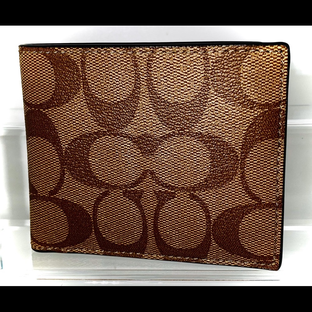 Coach F66551 Men's Double Wallet Canvas Tan